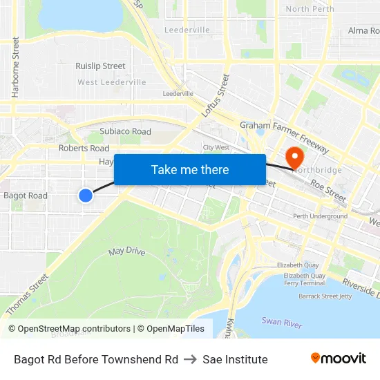 Bagot Rd Before Townshend Rd to Sae Institute map