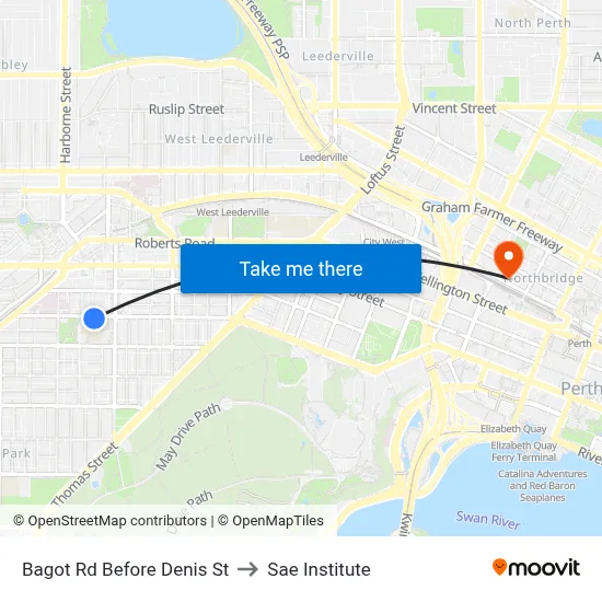 Bagot Rd Before Denis St to Sae Institute map