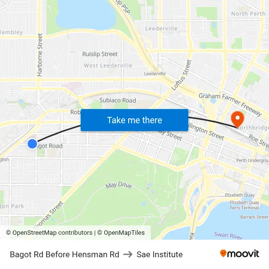 Bagot Rd Before Hensman Rd to Sae Institute map