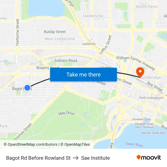 Bagot Rd Before Rowland St to Sae Institute map