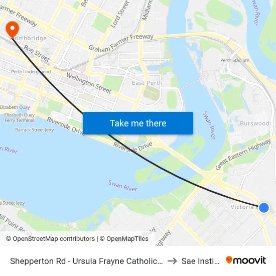 Shepperton Rd - Ursula Frayne Catholic Coll Sen to Sae Institute map