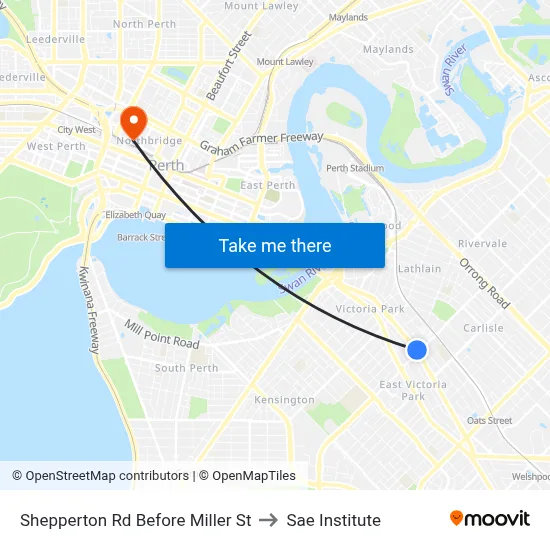 Shepperton Rd Before Miller St to Sae Institute map
