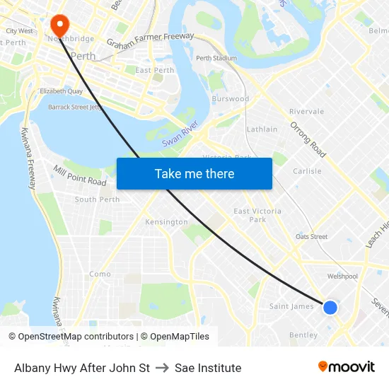 Albany Hwy After John St to Sae Institute map