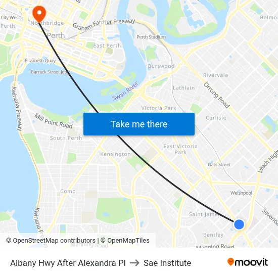 Albany Hwy After Alexandra Pl to Sae Institute map