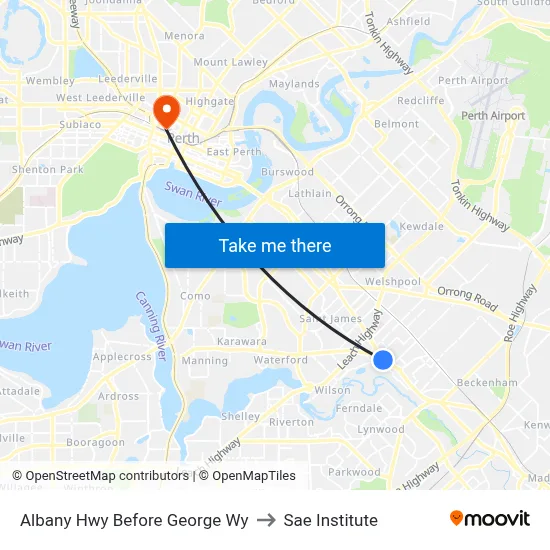 Albany Hwy Before George Wy to Sae Institute map
