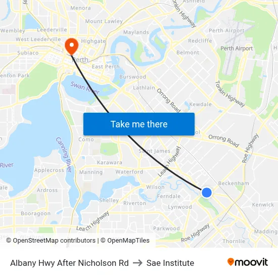 Albany Hwy After Nicholson Rd to Sae Institute map