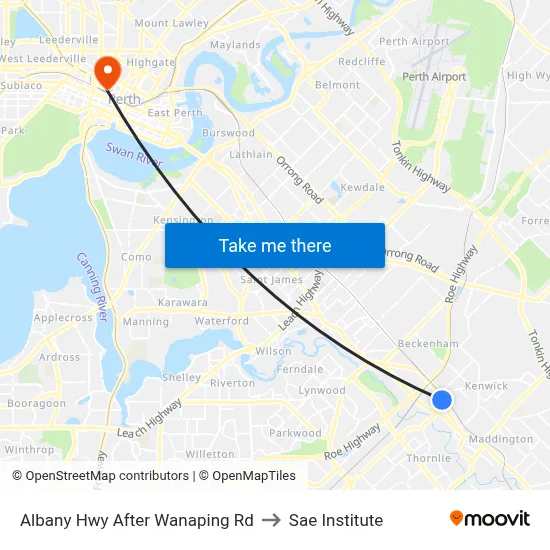 Albany Hwy After Wanaping Rd to Sae Institute map