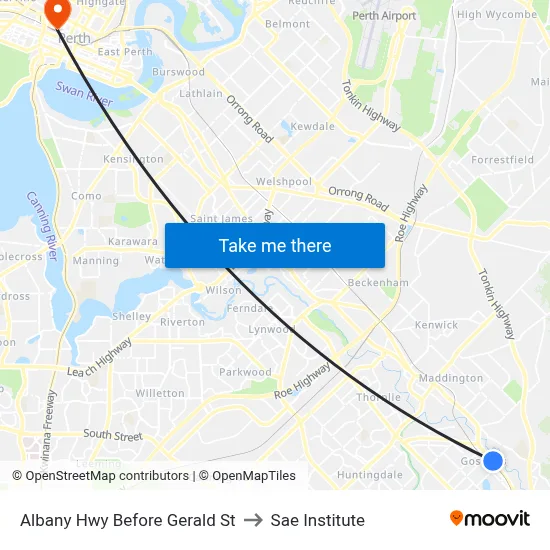 Albany Hwy Before Gerald St to Sae Institute map
