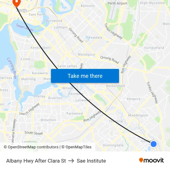 Albany Hwy After Clara St to Sae Institute map