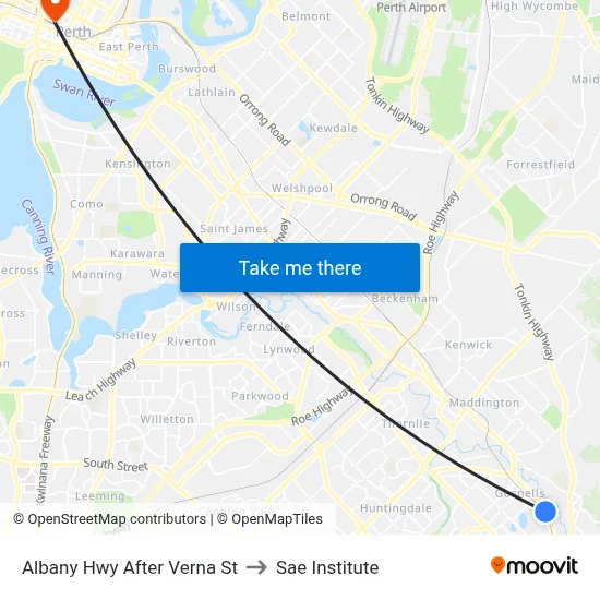 Albany Hwy After Verna St to Sae Institute map