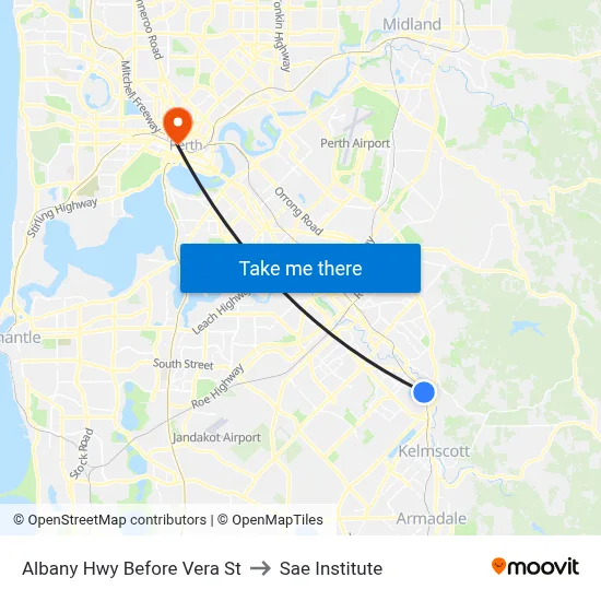 Albany Hwy Before Vera St to Sae Institute map