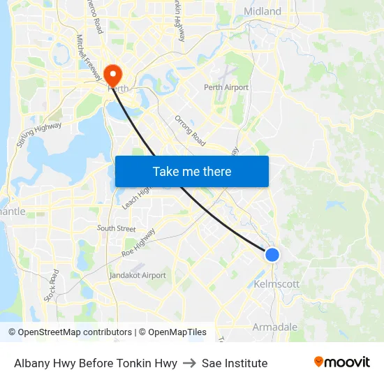 Albany Hwy Before Tonkin Hwy to Sae Institute map