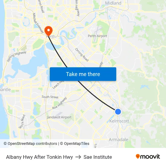 Albany Hwy After Tonkin Hwy to Sae Institute map