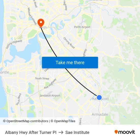 Albany Hwy After Turner Pl to Sae Institute map