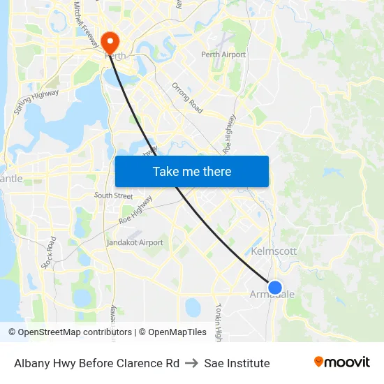 Albany Hwy Before Clarence Rd to Sae Institute map