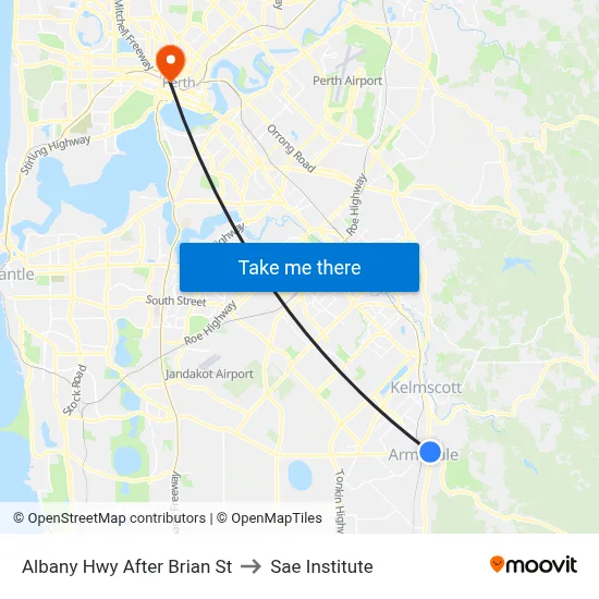 Albany Hwy After Brian St to Sae Institute map