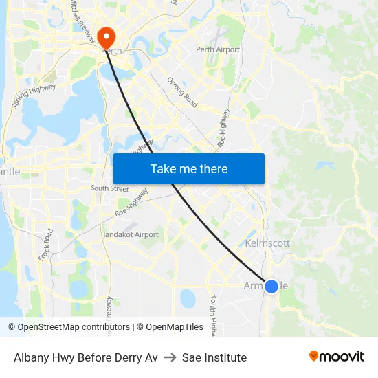 Albany Hwy Before Derry Av to Sae Institute map