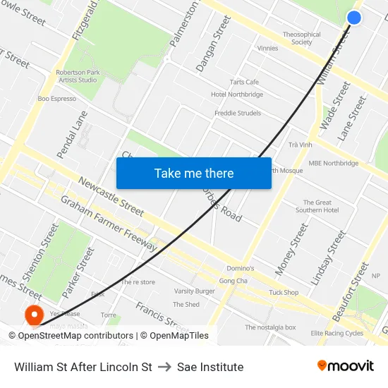 William St After Lincoln St to Sae Institute map