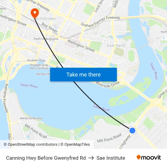 Canning Hwy Before Gwenyfred Rd to Sae Institute map