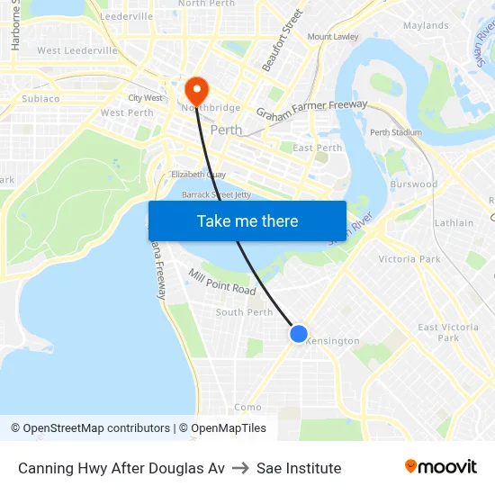 Canning Hwy After Douglas Av to Sae Institute map