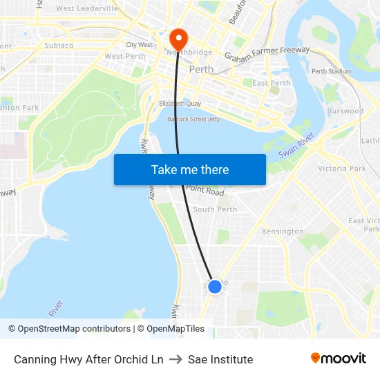 Canning Hwy After Orchid Ln to Sae Institute map