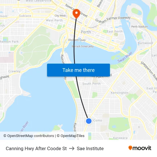 Canning Hwy After Coode St to Sae Institute map