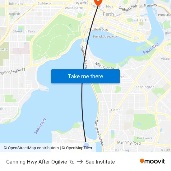 Canning Hwy After Ogilvie Rd to Sae Institute map
