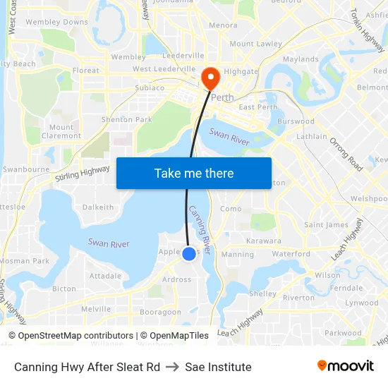 Canning Hwy After Sleat Rd to Sae Institute map