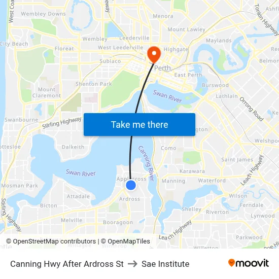 Canning Hwy After Ardross St to Sae Institute map