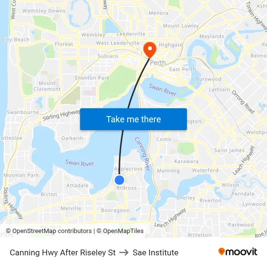Canning Hwy After Riseley St to Sae Institute map