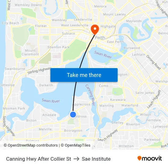 Canning Hwy After Collier St to Sae Institute map