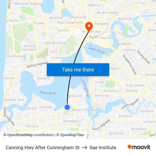 Canning Hwy After Cunningham St to Sae Institute map