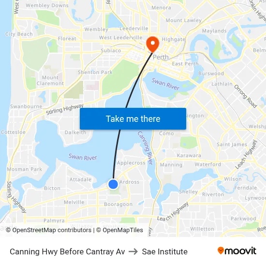 Canning Hwy Before Cantray Av to Sae Institute map