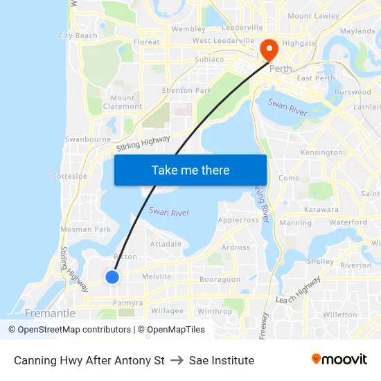 Canning Hwy After Antony St to Sae Institute map