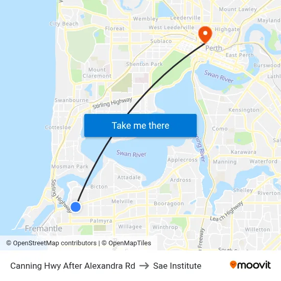 Canning Hwy After Alexandra Rd to Sae Institute map