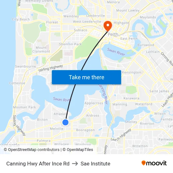 Canning Hwy After Ince Rd to Sae Institute map