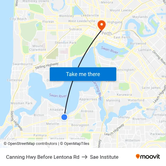Canning Hwy Before Lentona Rd to Sae Institute map