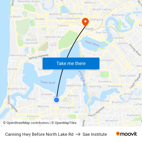 Canning Hwy Before North Lake Rd to Sae Institute map