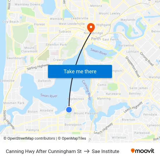 Canning Hwy After Cunningham St to Sae Institute map