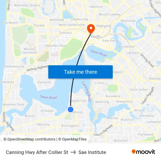 Canning Hwy After Collier St to Sae Institute map