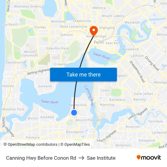 Canning Hwy Before Conon Rd to Sae Institute map