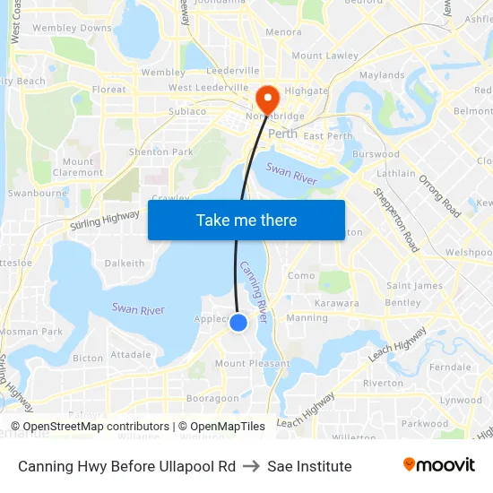 Canning Hwy Before Ullapool Rd to Sae Institute map