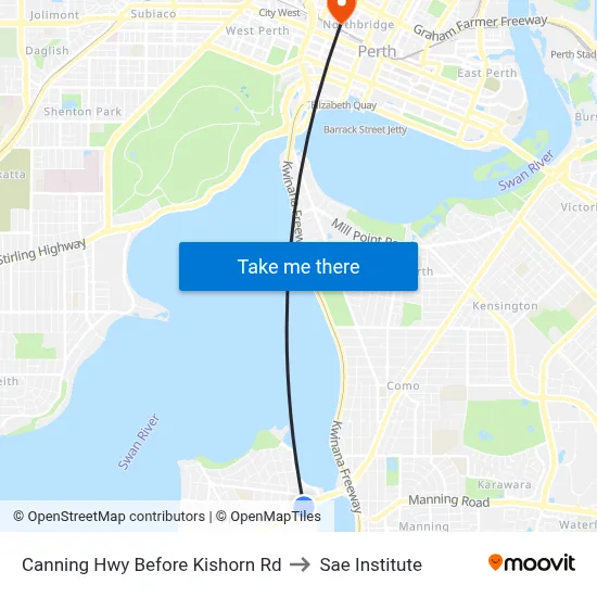 Canning Hwy Before Kishorn Rd to Sae Institute map