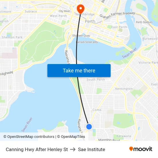 Canning Hwy After Henley St to Sae Institute map