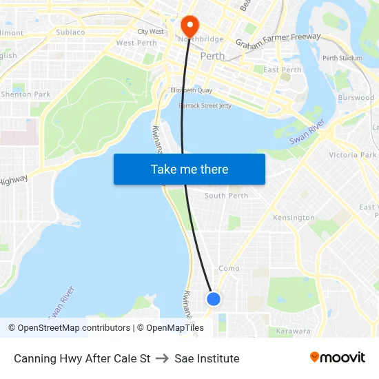 Canning Hwy After Cale St to Sae Institute map