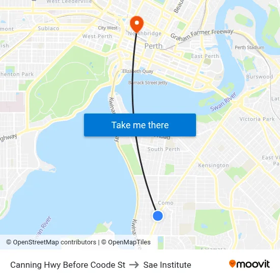 Canning Hwy Before Coode St to Sae Institute map