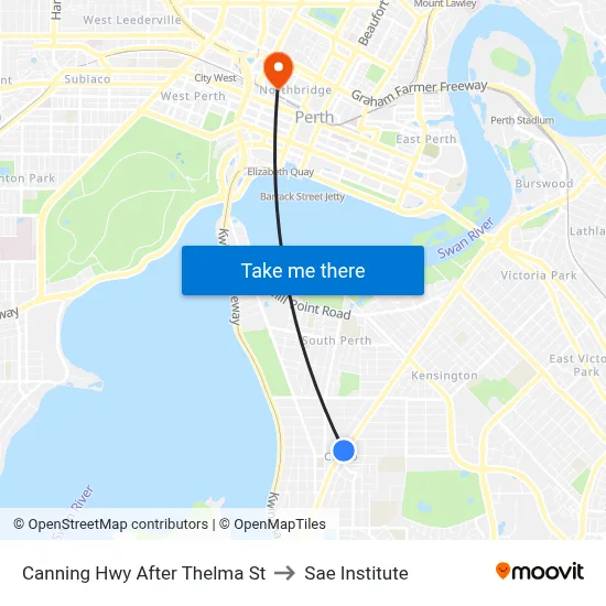 Canning Hwy After Thelma St to Sae Institute map