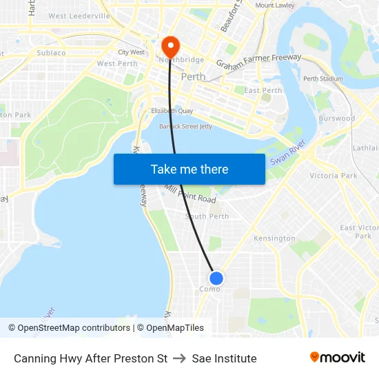 Canning Hwy After Preston St to Sae Institute map