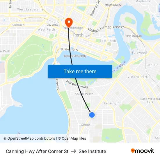 Canning Hwy After Comer St to Sae Institute map