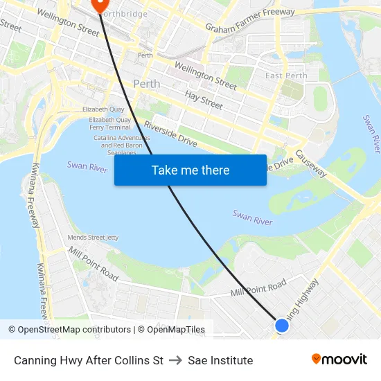 Canning Hwy After Collins St to Sae Institute map